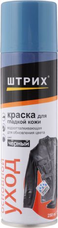 Краска-аэрозоль для гладкой кожи Штрих "Основной уход", с водоотталкивающим эффектом, цвет: черный, 250 мл