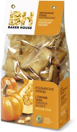 Baker House хлебцы итальянские с семенами тыквы, оливковым маслом и морской солью, 250 г