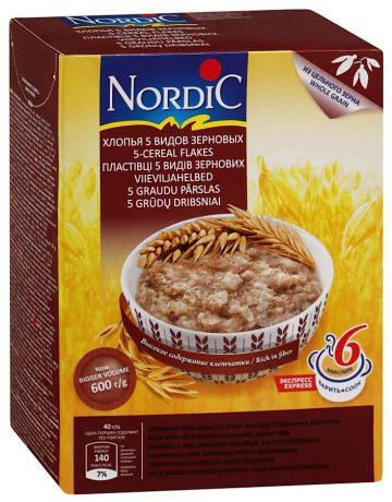 Nordic хлопья 5 видов зерновых, 600 г