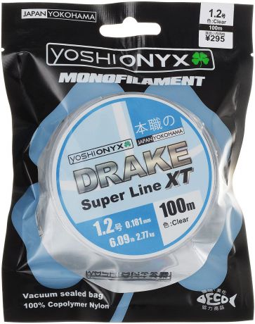 Леска Yoshi Onyx "Drake Super Line XT", цвет: прозрачный, 100 м, 0,181 мм, 2,77 кг