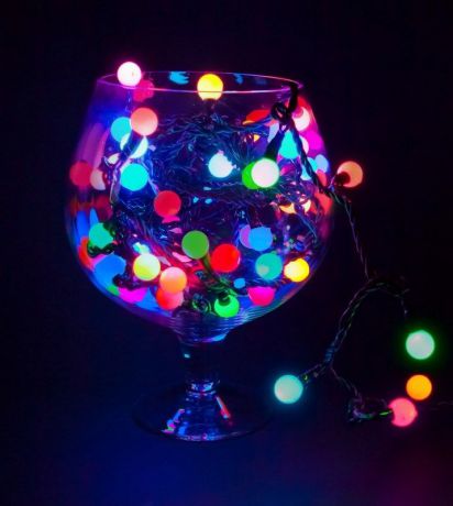 Гирлянда Neon-Night "Мультишарики", светодиодная, 200 LED, диаметр 17,5 мм, цвет: черный, красный, зеленый, 20 м