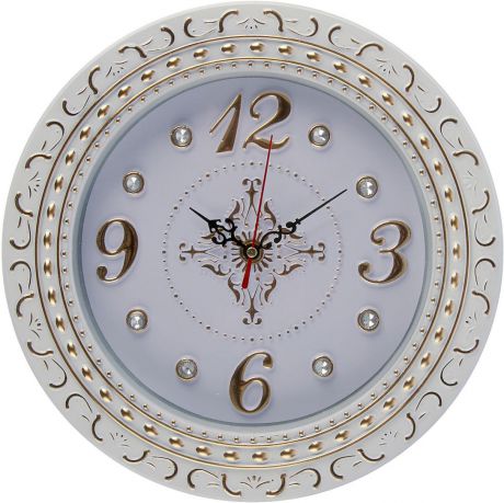 Настенные часы "Рококо", 2581940, белый, золотой