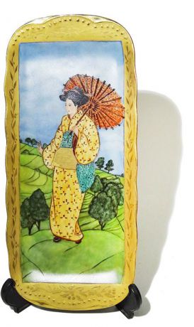 Настенная тарелка "Японская девушка". Фарфор, роспись.Korlina, Польша. Конец ХХ века