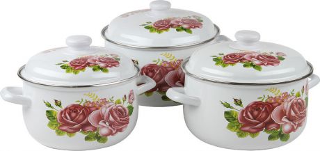 Набор посуды Pomi d'Oro PEM-640019-L, белый, красный, 6 предметов