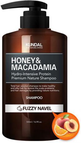 Шампунь для волос Kundal Honey & Makadamia Nature Shampoo Fuzzy Navel, безсульфатный, 500 мл