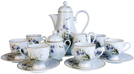 Набор для чая Noritake Сервиз чайный "Полевые цветы" на 6 персон, 15 предметов. Ирландия, вторая половина 20 века