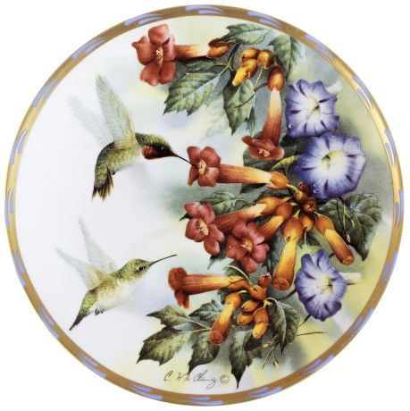 Декоративная тарелка Brooks and Bently "Драгоценная слава" , декоративная настенная тарелка. Английский фарфор, 1993 г.