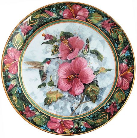 Декоративная тарелка Royal Doulton "Императорский колибри" Фарфор, деколь, подрисовка, золочение. Великобритания, 1980 -е гг