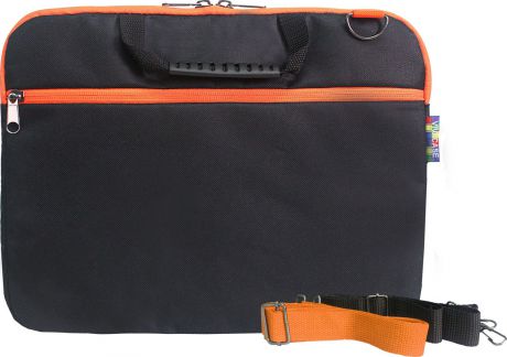 Сумка для ноутбука Vivacase Business Slim 14", VCN-CBSL14-bl-or, черный, оранжевый