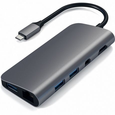 USB-концентратор SATECHI Aluminum Type-C Multimedia Adapter,ST-TCMM8PAM, серый