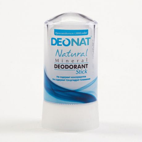Дезодорант ДеоНат Кристалл натуральный, минеральный, твёрдый (на основе аммонийных квасцов) чистый, стик, 60 гр.