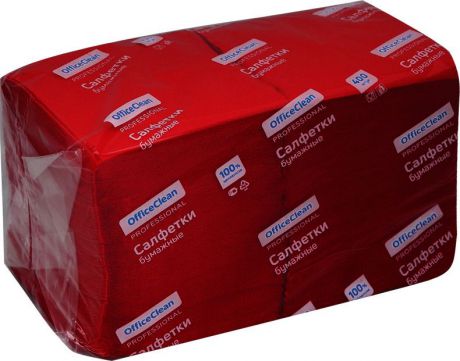 Салфетки бумажные OfficeClean Profi Pack, 255445, бордовый, 1-слойные, 24 х 24 см, 400 шт