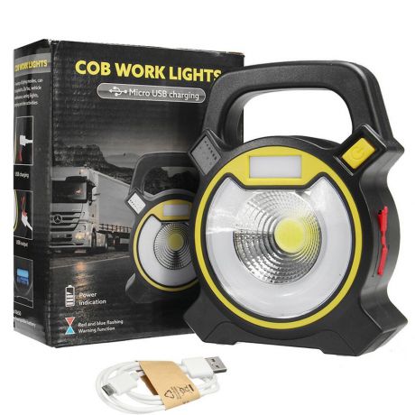 Переносной светодиодный фонарь Cob Work Lights на солнечной батарее 2 режима