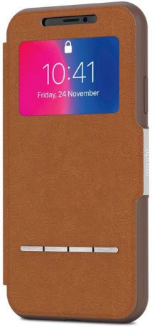 Чехол-книжка Moshi SenseCover для iPhone X. Материал пластик/полиуретан. Цвет коричневый.