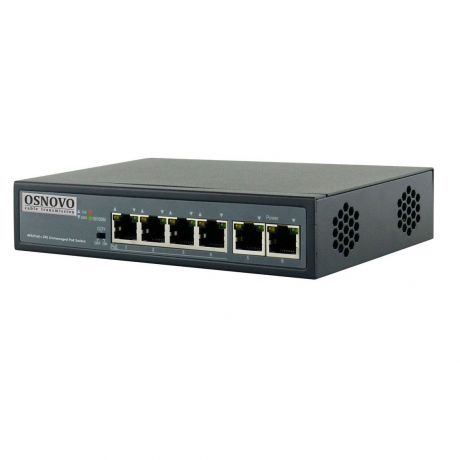 Коммутатор OSNOVO Неуправляемый PoE Fast Ethernet на 6 портов SFP-SW-20600/B(60W), черный