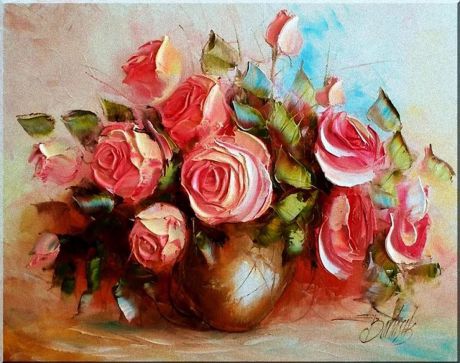 Набор для рисования по номерам Цветной "Розы мастихином", 40 х 50 см