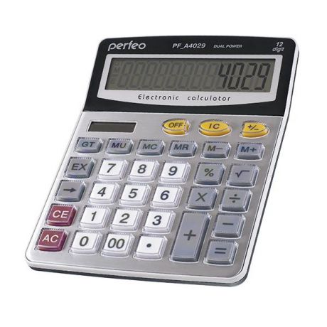 Настольный калькулятор Perfeo PF_A4029, серебристый