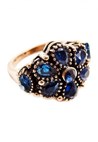 Кольцо женское Kameo-bis, R712086, золотой, синий. Размер 17