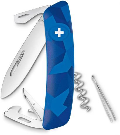 Нож швейцарский SWIZA "С03", цвет: синий, длина клинка 7,5 см