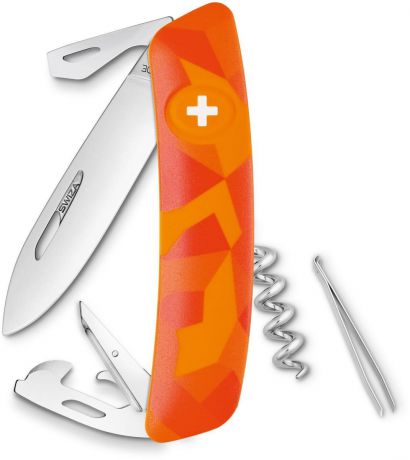 Нож швейцарский SWIZA "С03", цвет: оранжевый, длина клинка 7,5 см