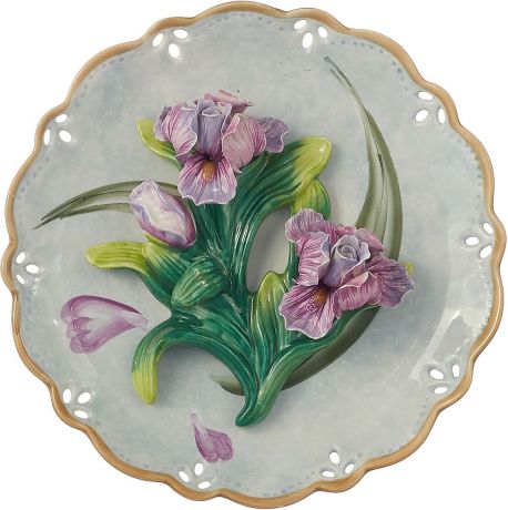 Декоративная тарелка Lefard Ирис, 59-477, голубой, 20 х 20 х 6 см