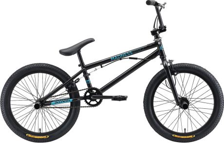 Велосипед BMX Stark'19 Madness BMX 2, черный, голубой, диаметр колес 20