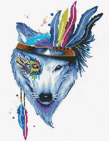 Набор для создания картины со стразами Цветной "Собака-индеец", 40 х 50 см. LGP003