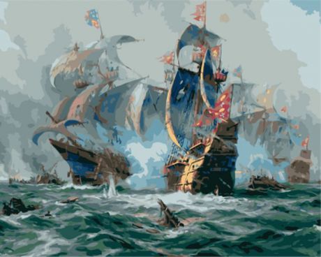 Набор для рисования по номерам Цветной "Морской бой", 40 x 50 см