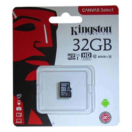 Карта памяти Kingston Canvas Select 32GB, SDCS/32GBSP