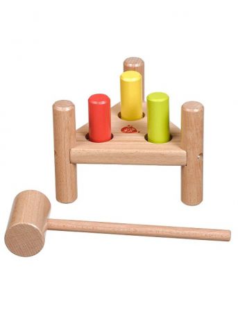 Развивающая игрушка Мир деревянных игрушек Забивалка треугольник бежевый