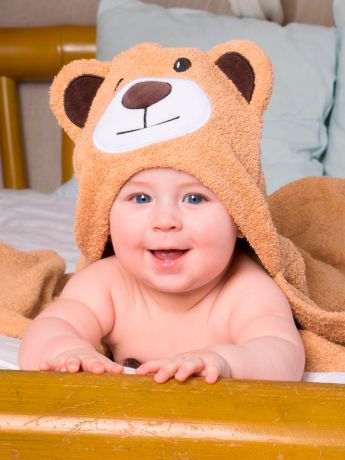 Полотенце с капюшоном BabyBunny - Мишка, коричневый