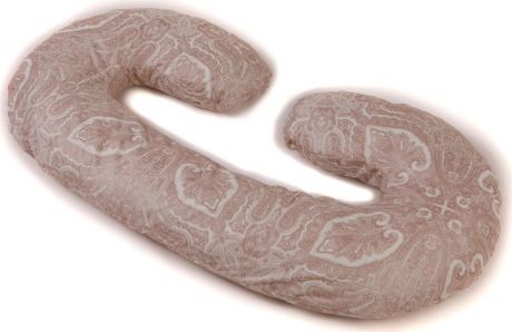 Body Pillow Подушка для беременных холлофайбер C-образная с наволочкой цвет белый коричневый 75 х 140 см