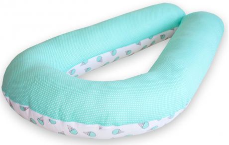 Подушка для кормящих и беременных Premium Mama модель Maxi в форме U максимального размера+наволочка+сумка переноска, белый, бирюзовый