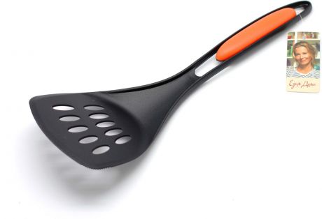 Лопатка кулинарная Едим Дома, с прорезями, широкая, цвет: черный, оранжевый. EDO07