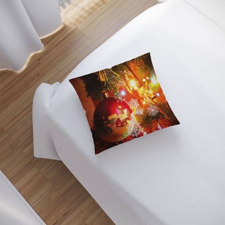 Новогодняя подушка "Новогодние шары" JoyArty, pl_zima_025, 40x40 см