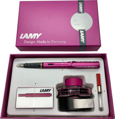Lamy Набор: ручка перьевая Al-star цвет корпуса розовый + картридж + чернила + конвертер