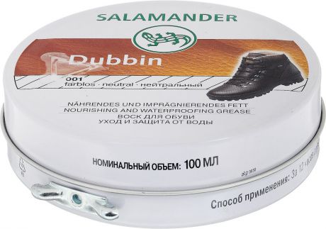 Воск Salamander "Dubbin", для гладкой кожи, цвет: бесцветный, 100 мл. 665677