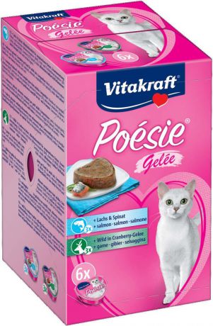 Корм консервированный Vitakraft Poesie, для кошек, в желе, ассорти, 6 шт по 85 г