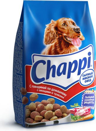 Корм сухой для собак Chappi "Сытный мясной обед", с говядиной по-домашнему с овощами и травами, 600 г