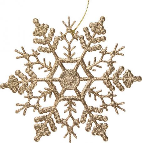 Новогоднее подвесное елочное украшение Magic Time "Снежинка-паутинка золотая", 16,5 x 16,5 x 0,2 см