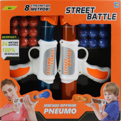 Игрушечное оружие 1TOY Street Battle, 2 шт + 24 шарика, Т13651