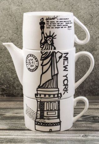 Чайник Эврика "Нью-Йорк", с двумя кружками