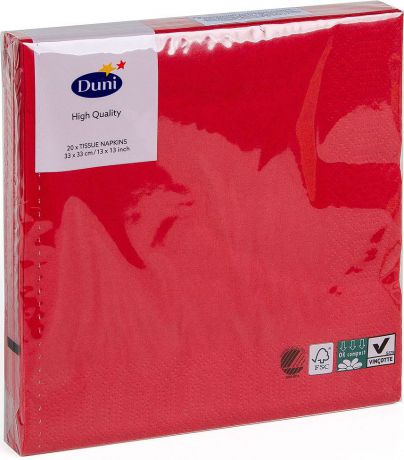Салфетки бумажные "Duni", 3-слойные, цвет: красный, 33 х 33 см, 20 шт