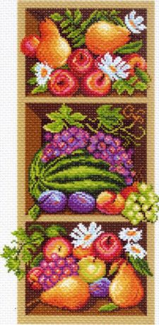 Канва с нанесенным рисунком для вышивания Матренин Посад "Полка с фруктами", 22 х 45 см