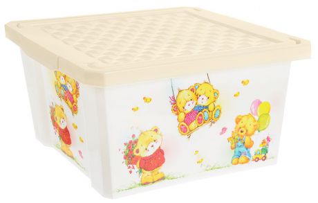 Little Angel Детский ящик для хранения игрушек X-BOX Bears 17 л цвет слоновая кость белый
