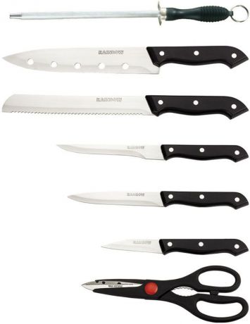 Набор кухонных ножей Rainbow, MR-1402, черный, 8 предметов