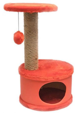 Домик-когтеточка Дарэлл "Конфетти", круглый, цвет: красный, 37 х 37 х 73 см