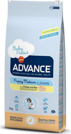 Корм сухой Advance "Baby Protect Medium" для щенков средних пород от 2 до 12 месяцев, с курицей и рисом, 12 кг