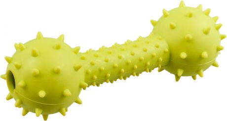 Игрушка для собак Уют "Гантель с шипами", цвет: желтый, 14 см