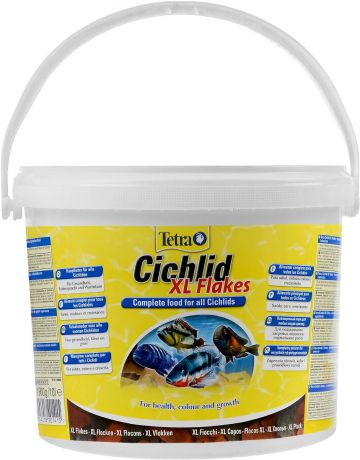 Корм Tetra "Cichlid. XL Flakes" для всех видов цихлид, крупные хлопья, 10 л (1,9 кг)